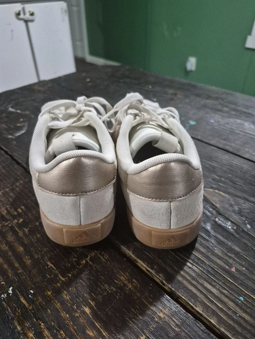 adidas Women's Suede Low-Top Sneakers in Off-White and Gum - Picture 3 of 6